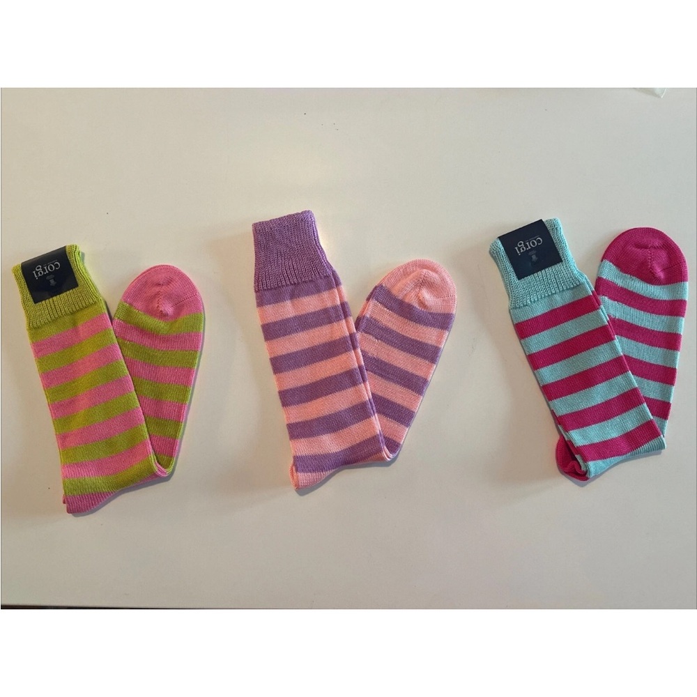 Men’s Striped Corgi Socks - 3 Pair